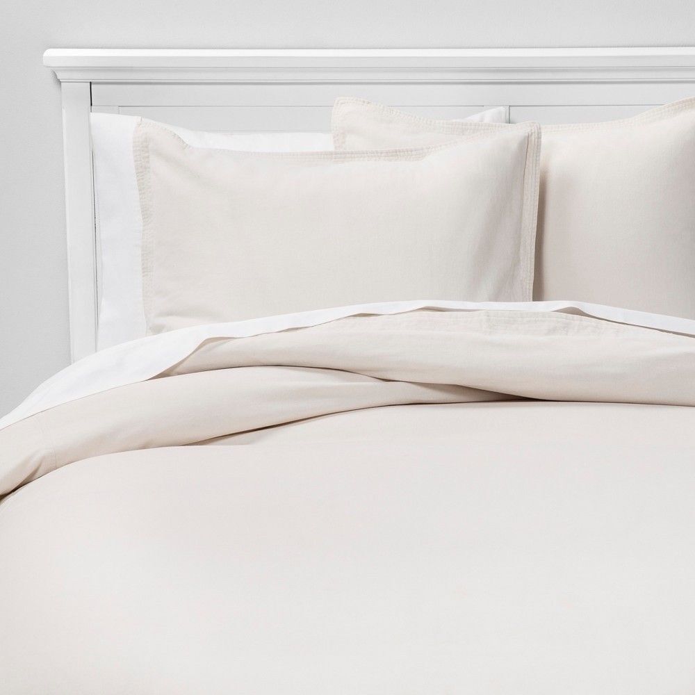 Threshold King Cotton Velvet Duvet Cover Sham Set Cream OEKO-TEX New